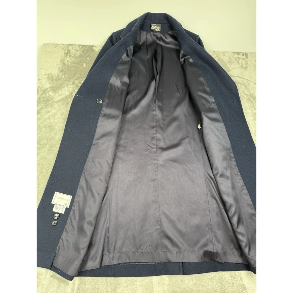 Vintage Loring Long Blue Wool Overcoat Womens 46 XL-XXL Double Breasted USA 80s